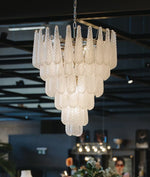 Artisan Glass Pinecone Chandelier in Nickel or Gold