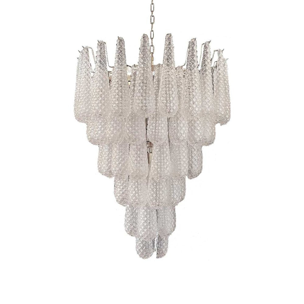 Artisan Glass Pinecone Chandelier in Nickel or Gold