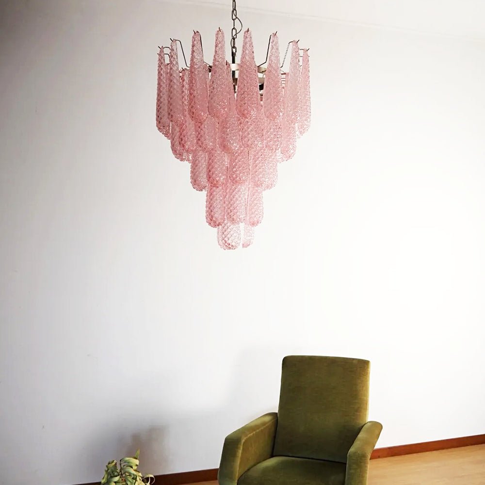 Pink Glass Dewdrop Chandelier | Modern Designer Lighting