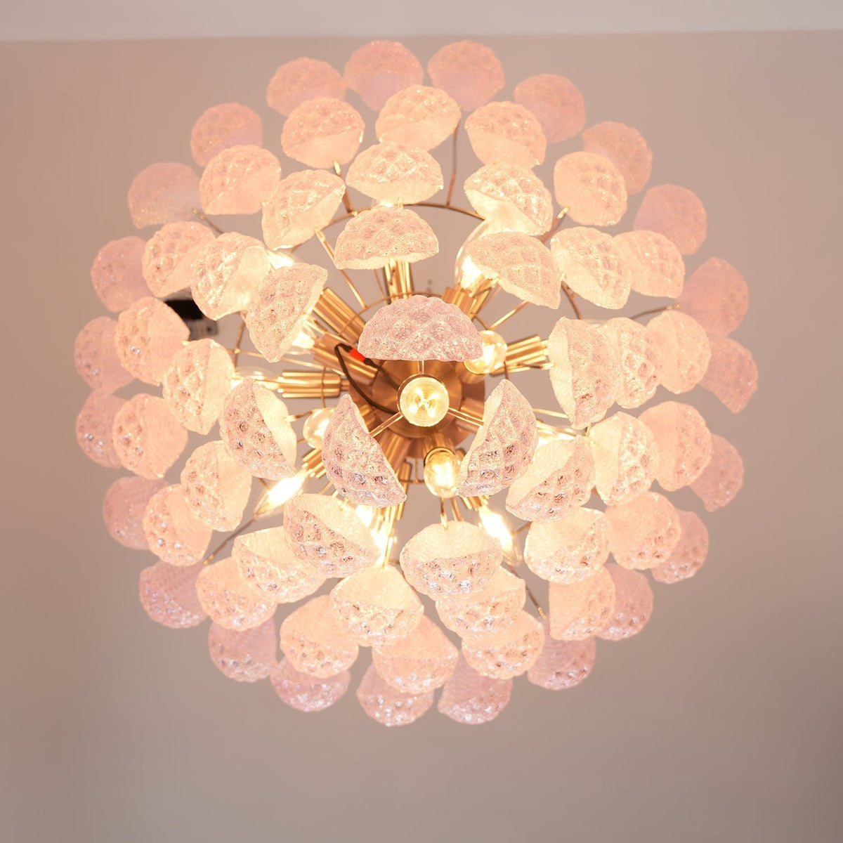 Pink Murano Glass Droplet Chandelier for Dining Room and Living Room