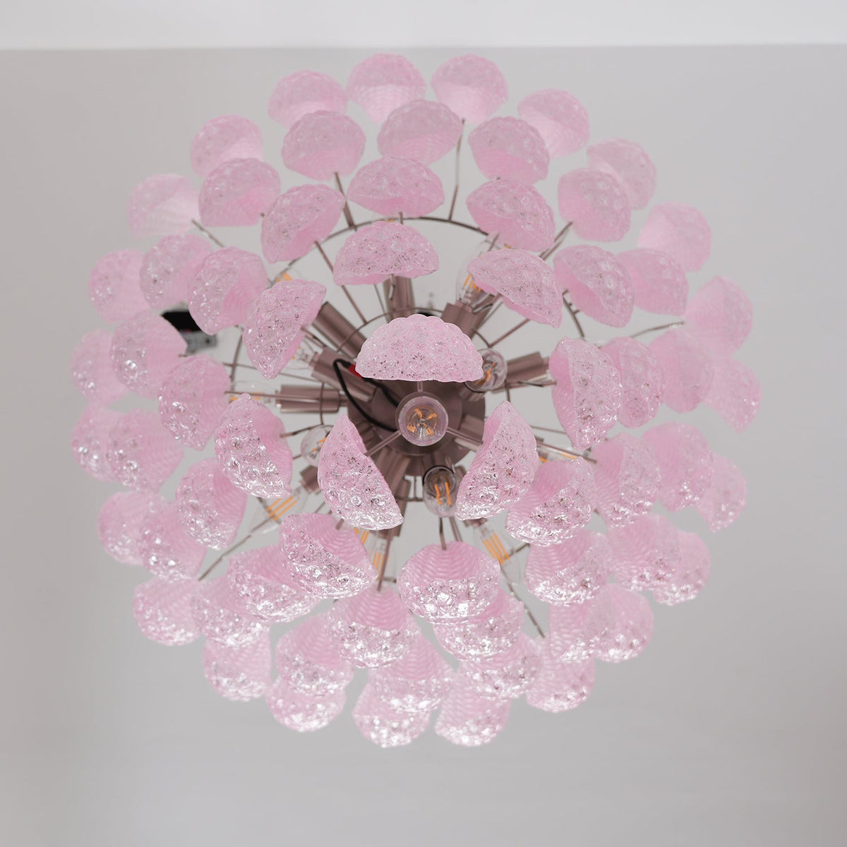 Pink Murano Glass Droplet Chandelier for Dining Room and Living Room