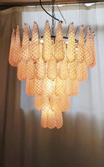 Pink Murano Glass Droplet Chandelier for Dining Room and Living Room
