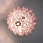 Pink Petal Glass Chandelier | Handcrafted Designer Ceiling Light
