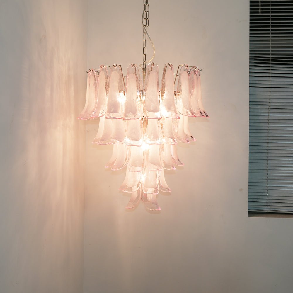 Pink Petal Glass Chandelier | Handcrafted Designer Ceiling Light
