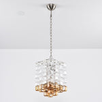 Interlocking Glass Chandelier with Amber Cups and Chrome Frame