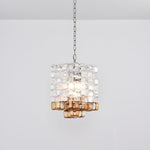 Interlocking Glass Chandelier with Amber Cups and Chrome Frame