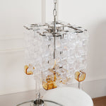 Interlocking Glass Chandelier with Amber Cups and Chrome Frame
