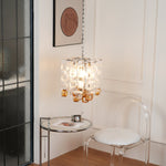 Interlocking Glass Chandelier with Amber Cups and Chrome Frame