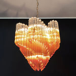 Blush Pink Glass Prism Chandelier with Gold Accents