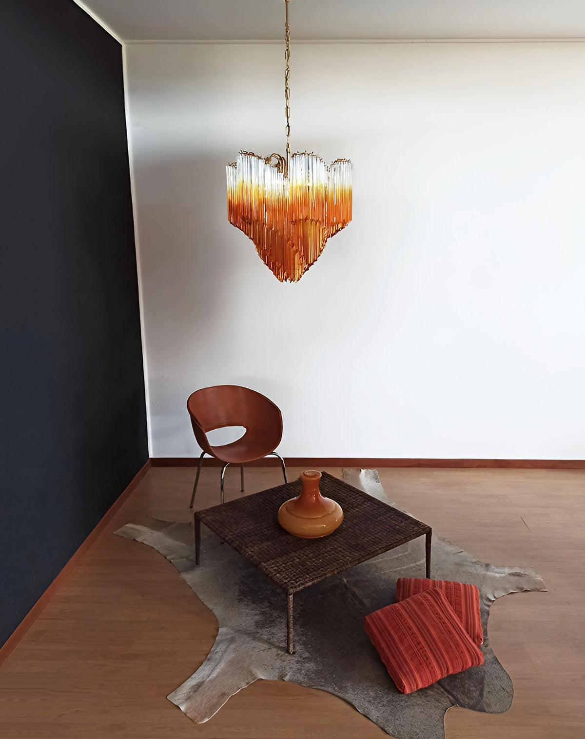 Blush Pink Glass Prism Chandelier with Gold Accents