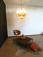 Blush Pink Glass Prism Chandelier with Gold Accents