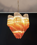 Blush Pink Glass Prism Chandelier with Gold Accents