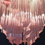Blush Pink Glass Prism Chandelier with Gold Accents