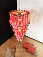 Red Petals Spiral Glass Chandelier | Modern Designer Pendant Light