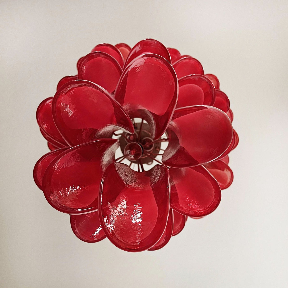 Red Petals Spiral Glass Chandelier | Modern Designer Pendant Light