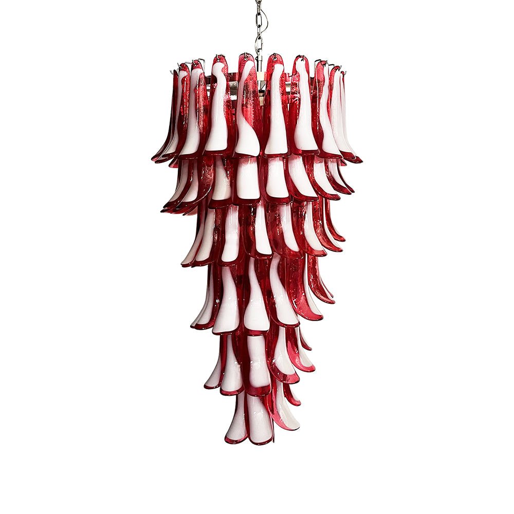 Red Petals Spiral Glass Chandelier | Modern Designer Pendant Light