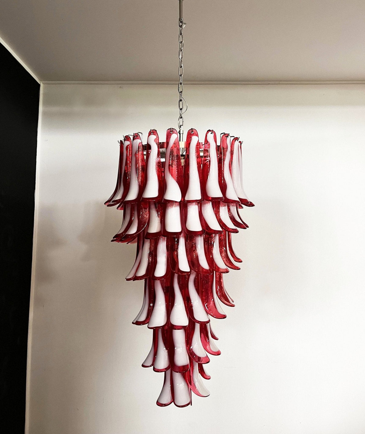 Red Petals Spiral Glass Chandelier | Modern Designer Pendant Light