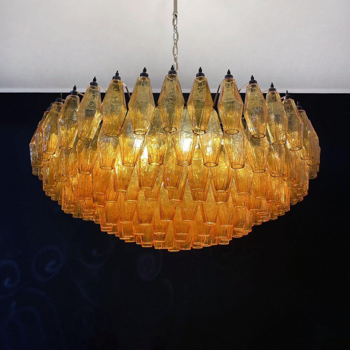Rhombus Amber Glass Chandelier – Modern Gold Pendant Light
