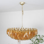 Rhombus Amber Glass Chandelier – Modern Gold Pendant Light