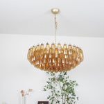 Rhombus Amber Glass Chandelier – Modern Gold Pendant Light
