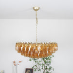 Rhombus Amber Glass Chandelier – Modern Gold Pendant Light