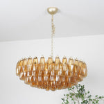 Rhombus Amber Glass Chandelier – Modern Gold Pendant Light