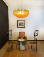 Rhombus Amber Glass Chandelier – Modern Gold Pendant Light