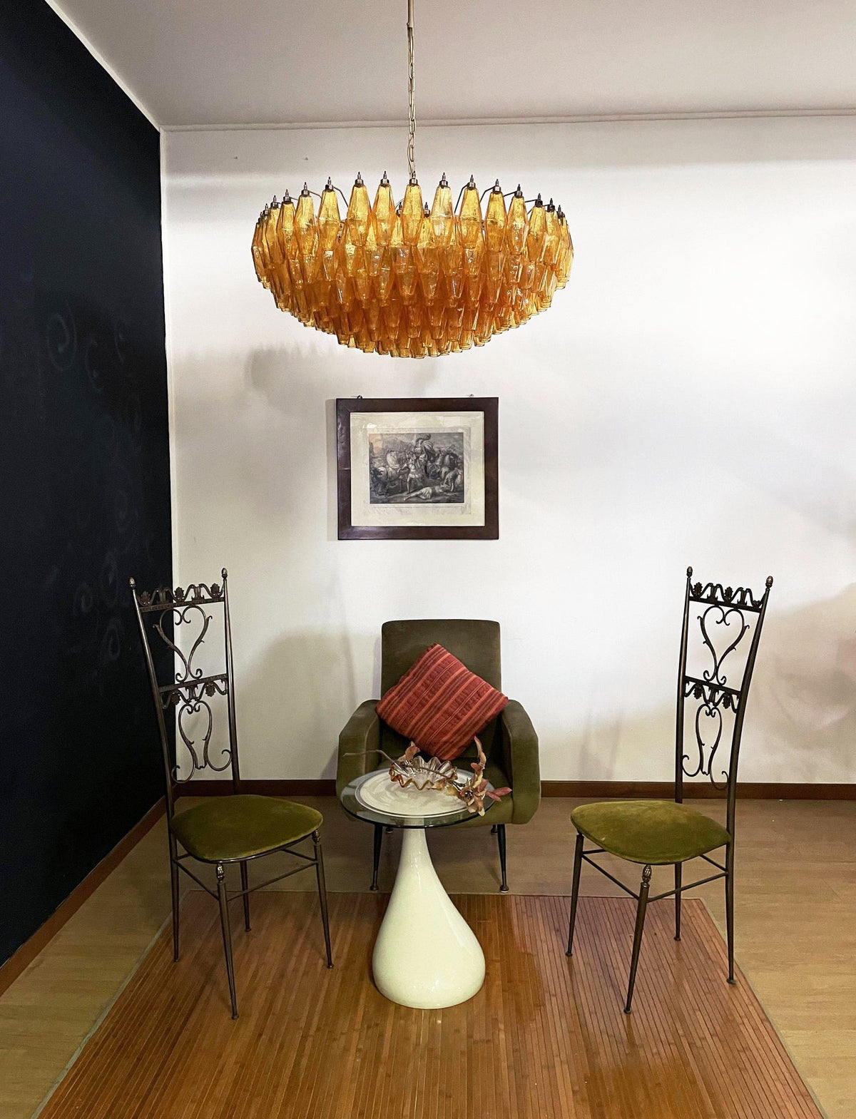 Rhombus Amber Glass Chandelier – Modern Gold Pendant Light