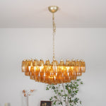 Rhombus Amber Glass Chandelier – Modern Gold Pendant Light