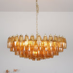 Rhombus Amber Glass Chandelier – Modern Gold Pendant Light