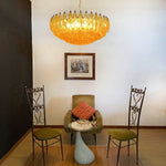 Rhombus Amber Glass Chandelier – Modern Gold Pendant Light