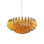 Rhombus Amber Glass Chandelier – Modern Gold Pendant Light