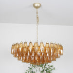 Rhombus Amber Glass Chandelier – Modern Gold Pendant Light