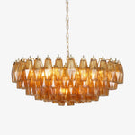 Rhombus Amber Glass Chandelier – Modern Gold Pendant Light