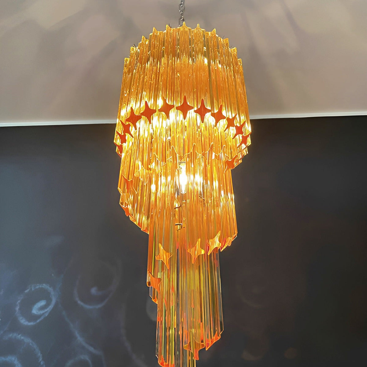 Spiral Prism Glass Chandelier – Hand-Cut Faceted Pendant Light
