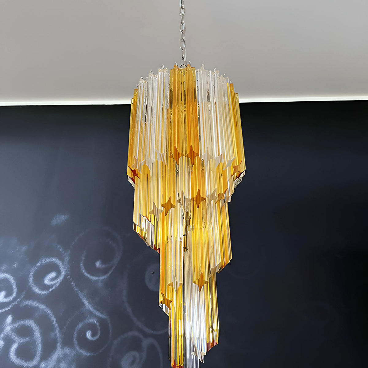 Spiral Prism Glass Chandelier – Hand-Cut Faceted Pendant Light