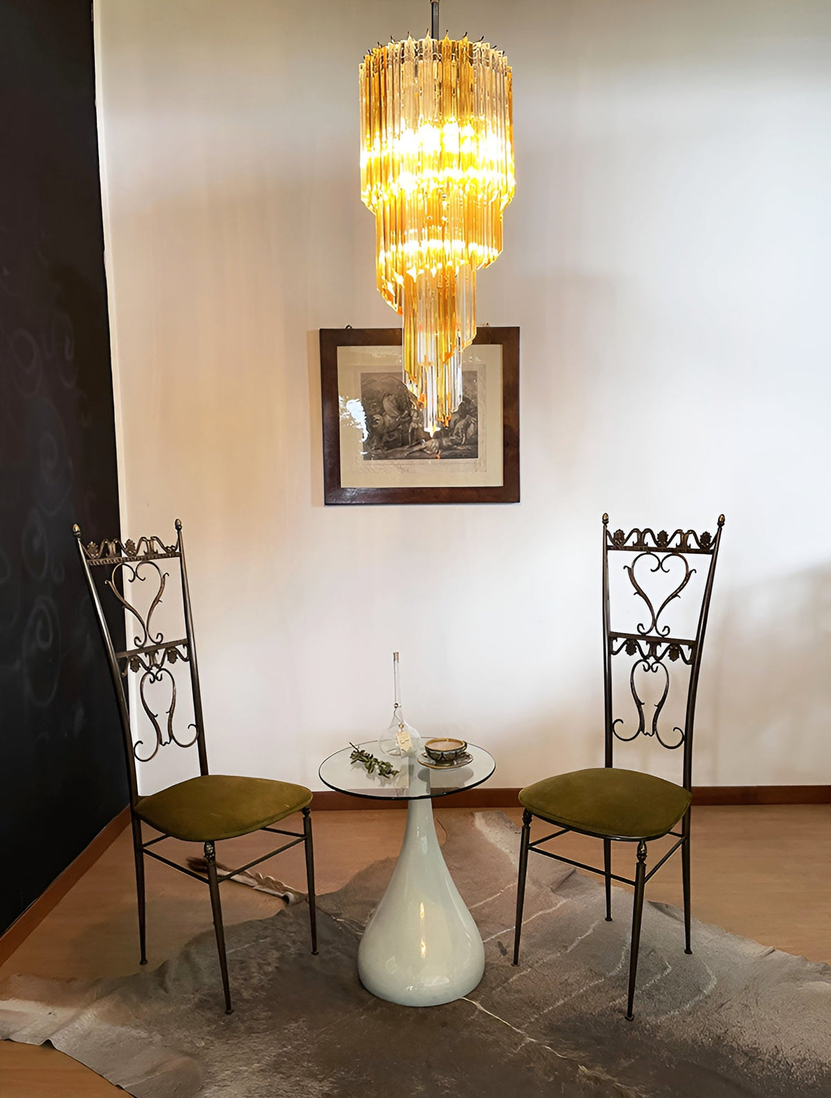 Spiral Prism Glass Chandelier – Hand-Cut Faceted Pendant Light