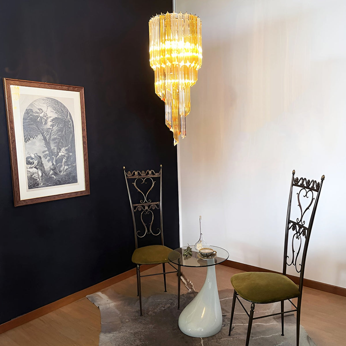 Spiral Prism Glass Chandelier – Hand-Cut Faceted Pendant Light