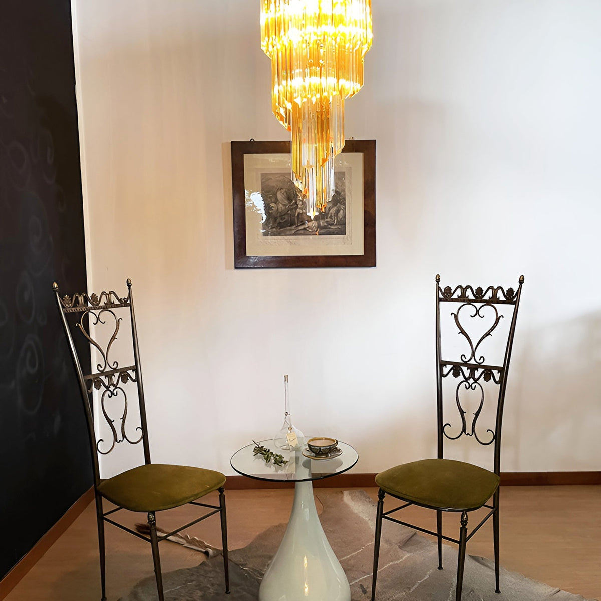 Spiral Prism Glass Chandelier – Hand-Cut Faceted Pendant Light