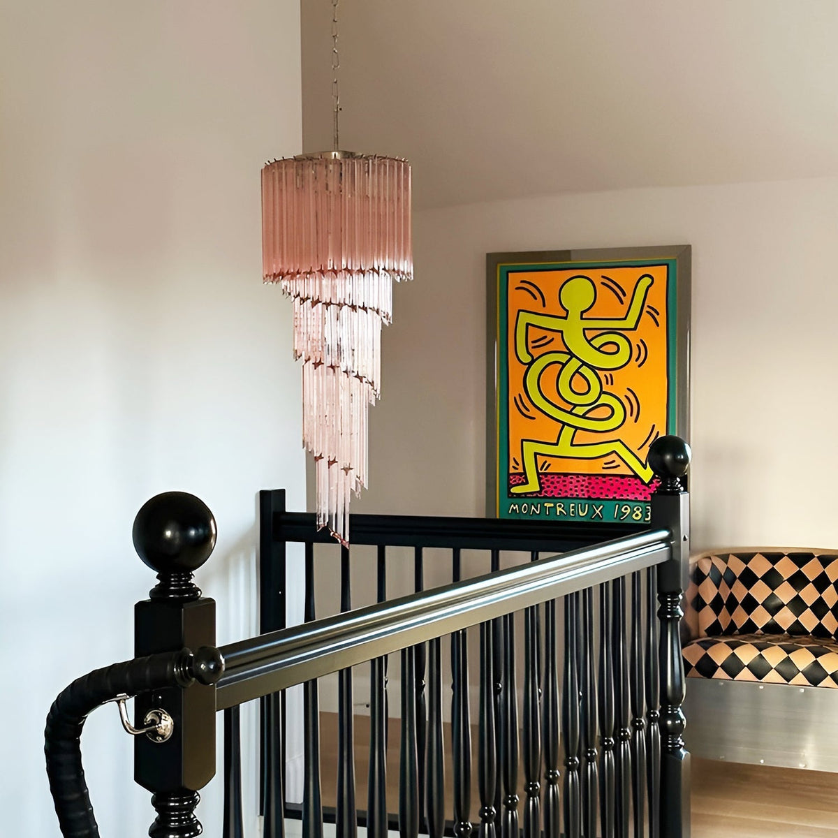 Spiral Prism Glass Chandelier – Hand-Cut Faceted Pendant Light