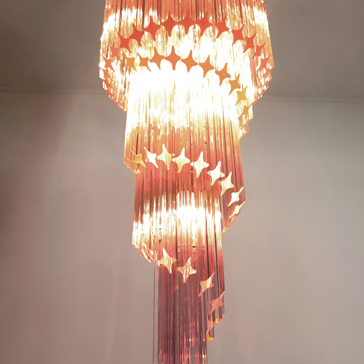 Spiral Prism Glass Chandelier – Hand-Cut Faceted Pendant Light