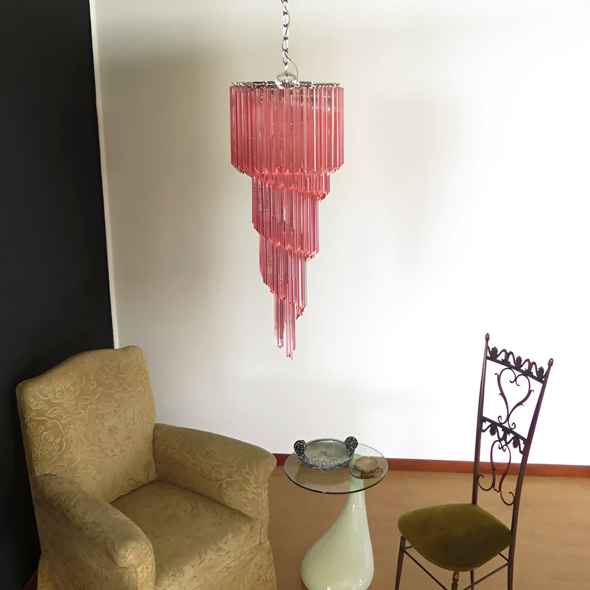 Spiral Prism Glass Chandelier – Hand-Cut Faceted Pendant Light