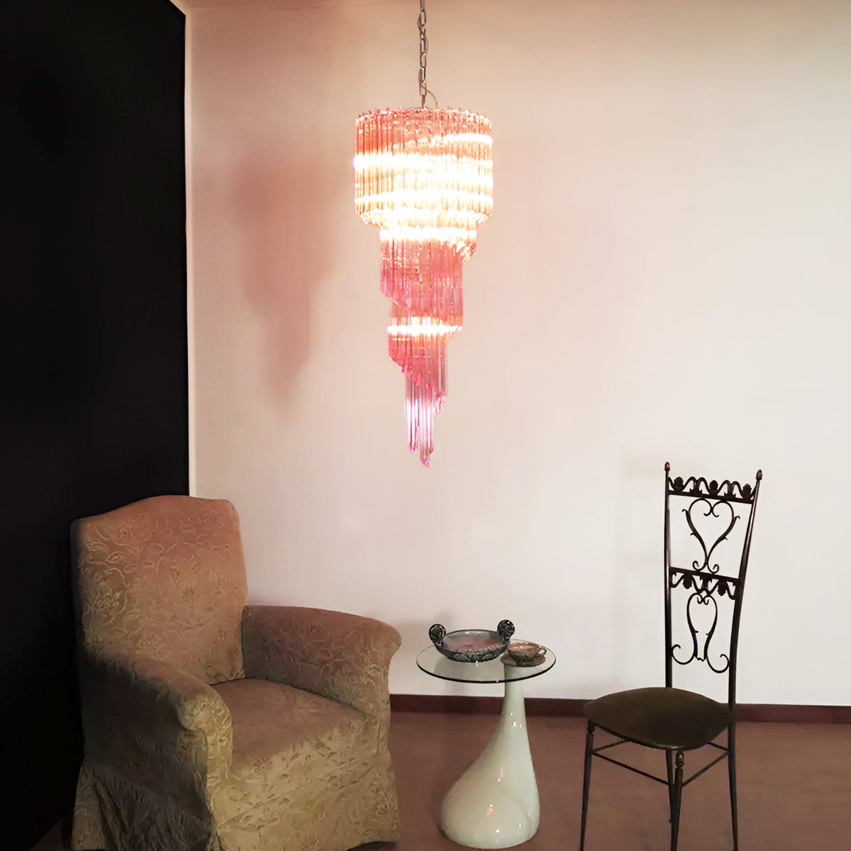 Spiral Prism Glass Chandelier – Hand-Cut Faceted Pendant Light