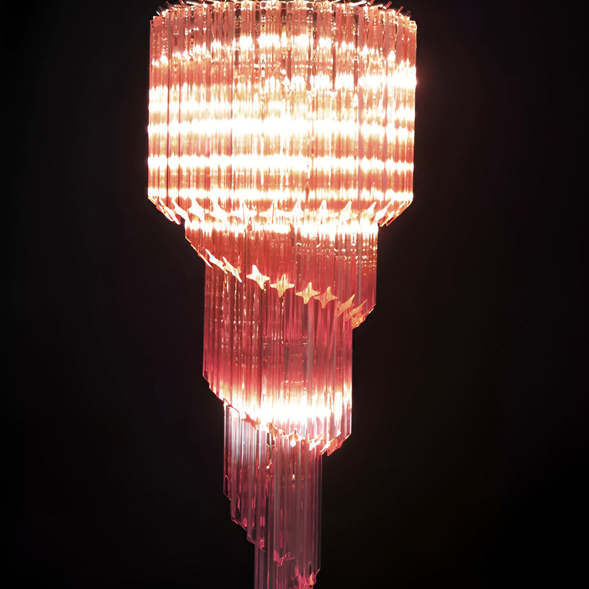 Spiral Prism Glass Chandelier – Hand-Cut Faceted Pendant Light