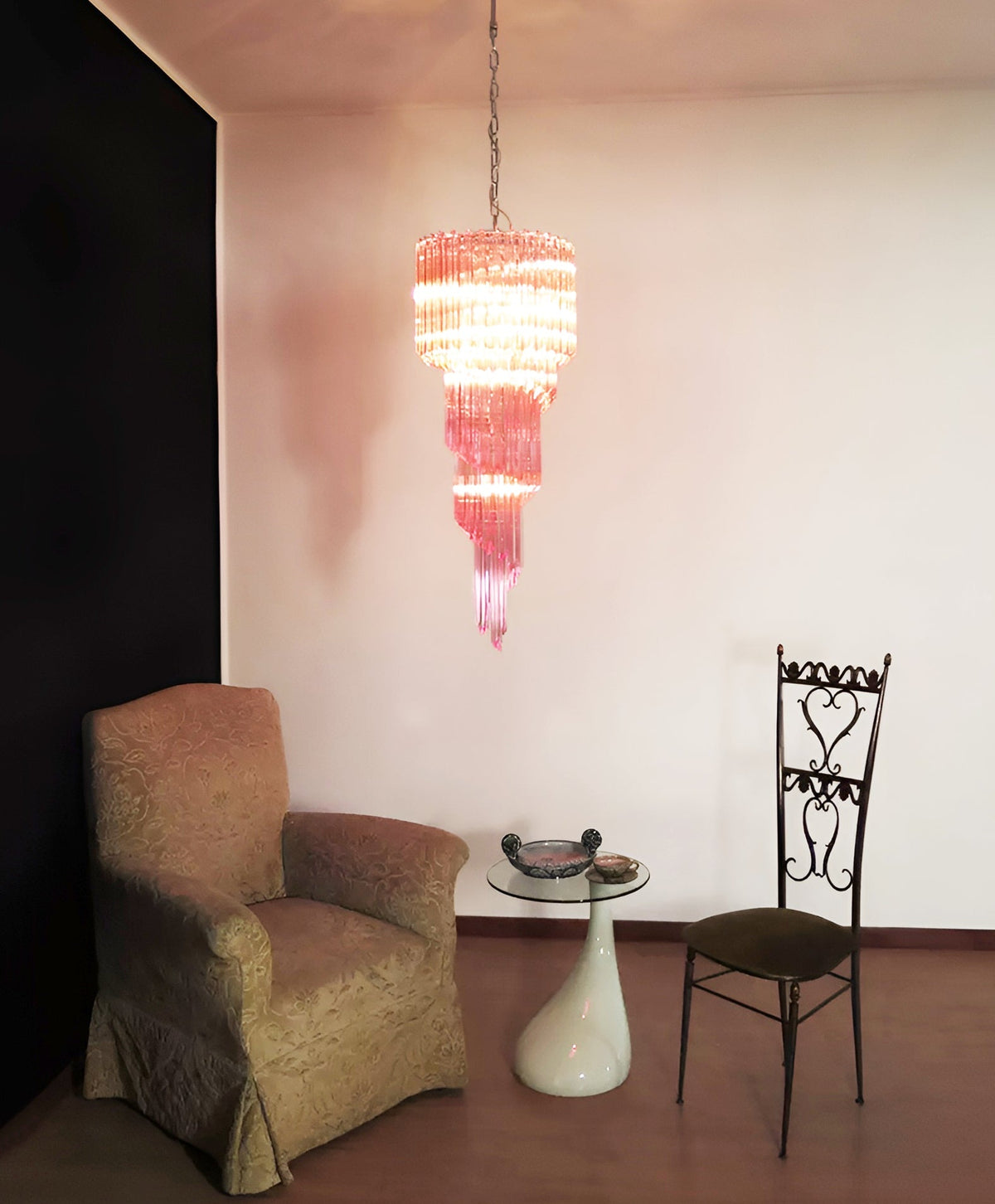Spiral Prism Glass Chandelier – Hand-Cut Faceted Pendant Light