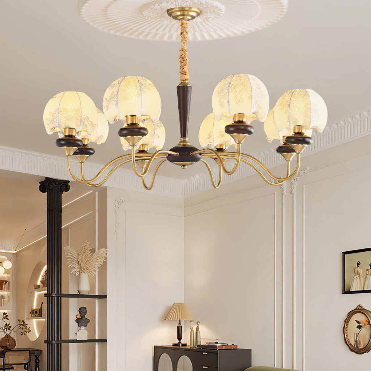 Mushroom Fabric Chandelier – Vintage-Inspired Designer Ceiling Light