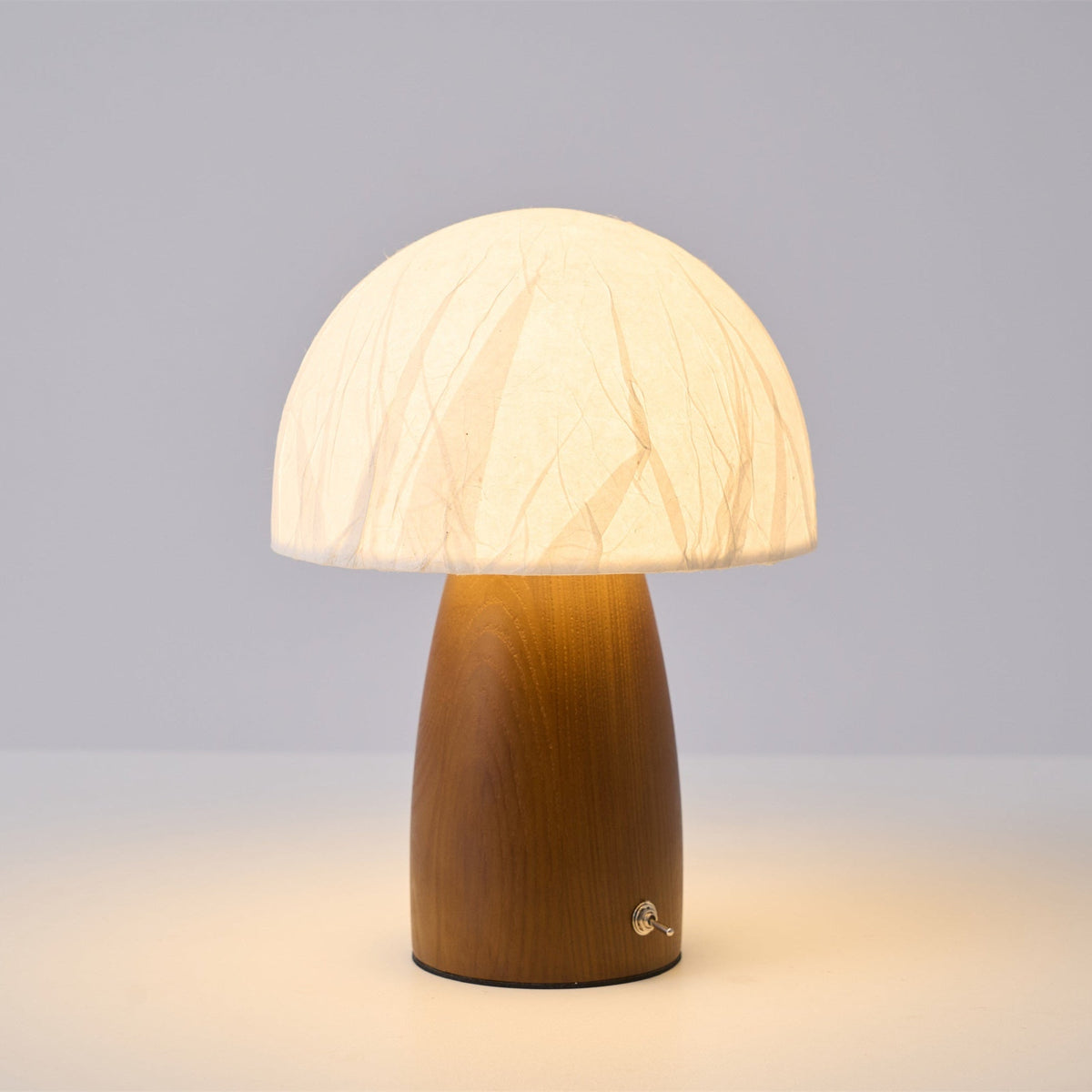 Myco Mushroom Table Lamp with Walnut Wood Base and LED