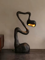 Myrrh Sculptural Floor Lamp in Matte Black with Gold Interior