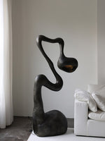 Myrrh Sculptural Floor Lamp in Matte Black with Gold Interior
