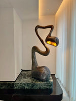 Myrrh Sculptural Floor Lamp in Matte Black with Gold Interior